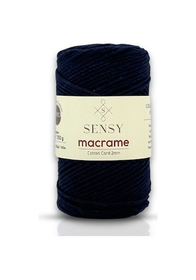 Sensy Premium Koton Pamuk Makrome İpi Lacivert 2mm Cotton Zincir Makrome Çanta İpi Supla İpi Koton İp