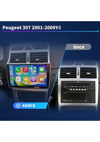 Peugeot 307 2001-2009yıl Carplay 9inç 4/64gb Multimedya