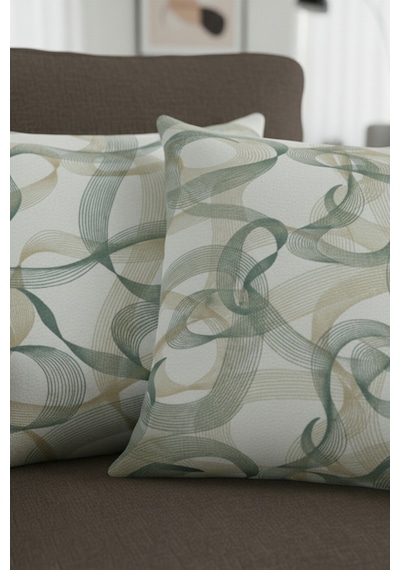 Chevron Bohem Dekoratif Punch Yastık Kırlent Kılıfı 2 Adet 45x45 Zen Dalga İndigo 45 x 45