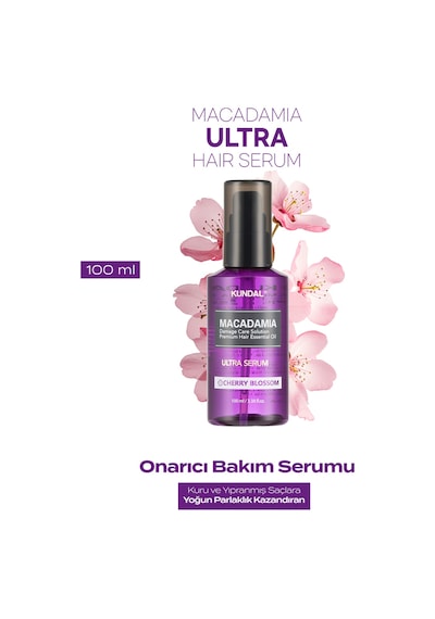 Kuru Ve Yıpranmış Saçlara Onarıcı Bakım Serumu Kundal Macadamia Ultra Hair Serum Cherry Blossom