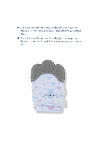 Babyjem Bebek Diş Kaşıyıcı Eldiveni Kelebek Gri