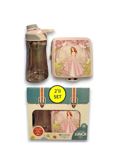 2'li Premium Beslenme Kutusu Ve 530 Ml Su Matarası Pembe Diğer