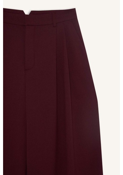 Defacto Wide Leg Çift Cepli Yüksek Bel Uzun Boy Pantolon F8213ax25aubr34 Bordo