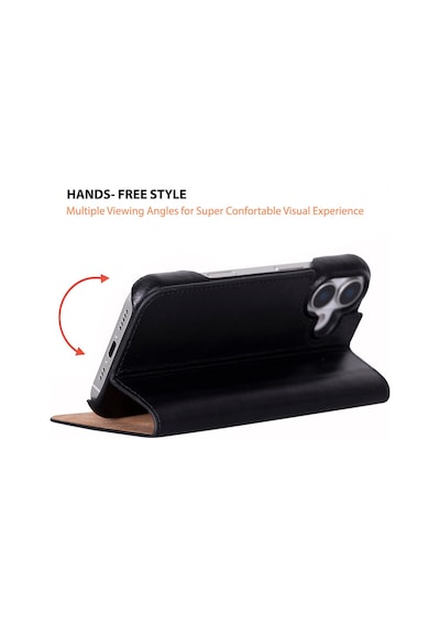 Bloomcase Sonat Obsidian Black Hakiki Deri Apple Uyumlu iPhone 17 6.3" Folio Kılıfı Siyah