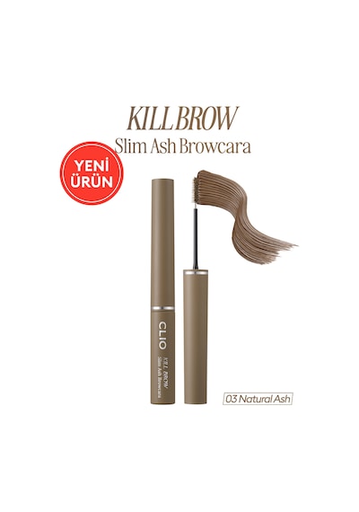 Ultra İnce Fırçalı, Yoğun Pigmentli Kaş Maskarası Clıo Kill Brow Slim Ash Browcara 03 Natural Ash 03 Natural Ash