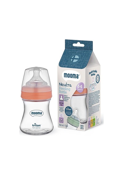 Neutra Tritan Biberon 150 Ml 0-6 Ay Yavaş Akış Mercan Pembe 5 Adet