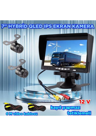 7'' Qled Ips Monitör Ve 2 Adet Kelebek Kamera Kayıt Yapmaz 12v