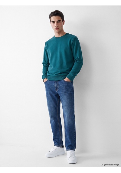 Lcwaıkıkı Classic Petrol Bisiklet Yaka Erkek Kalın Sweatshirt