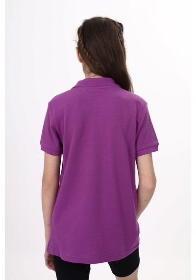 Toontoy Kids Toontoy Unisex Polo Yaka Düğmeli Uzun Kısa Tişört Mor