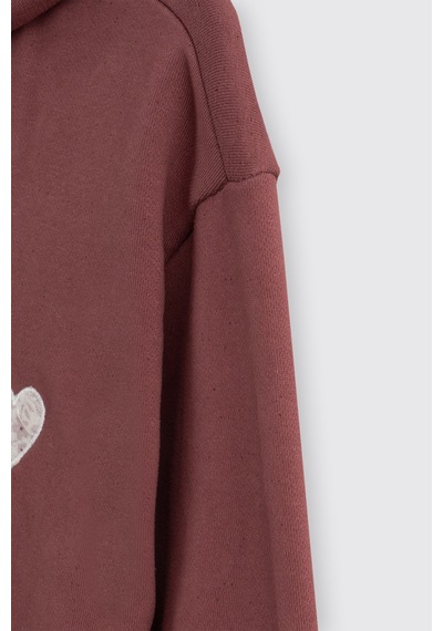Panço Kız Çocuk Fermuarlı Bordo Sweatshirt Kırmızı