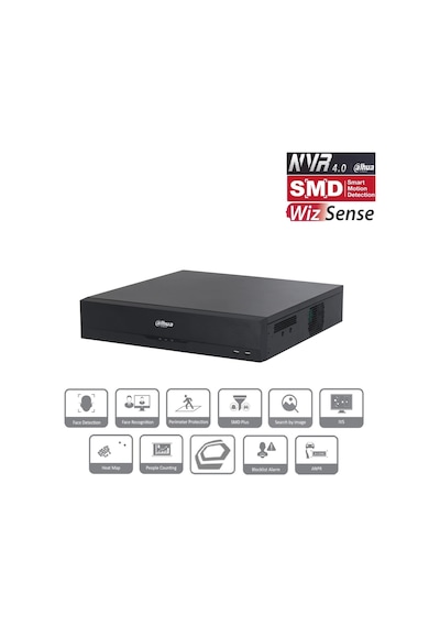 Dahua Nvr5832-eı, 32kanal, 32mpix, H265+, 8 Hdd Desteği, 1080p Kayıt, 384mbps Bant Genişliği, 2 Por