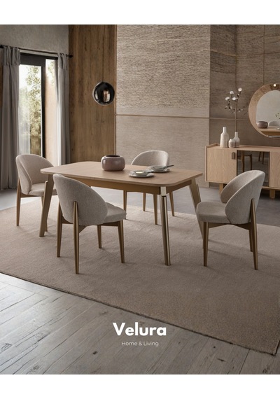 Victor Açılır Yemek Masası + 6 Sandalye Bej