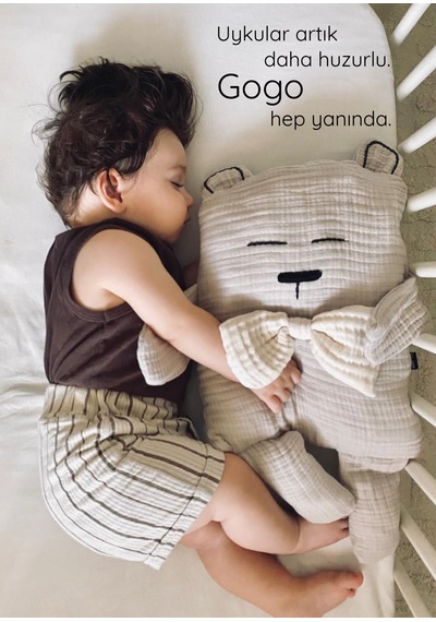 Çocuk Bebek Müslin Uyku Arkadaşı Gogo Panda El Yapımı Büyük Yastık