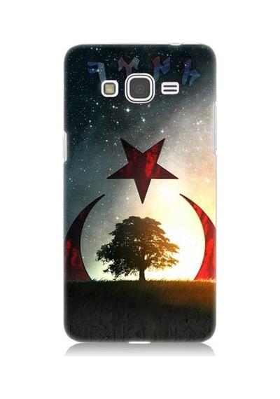 Samsung Galaxy Grand Prime Uyumlu Göktürkçe Türk Ve Ağaç Bayrak Desenli Silikon Kılıf