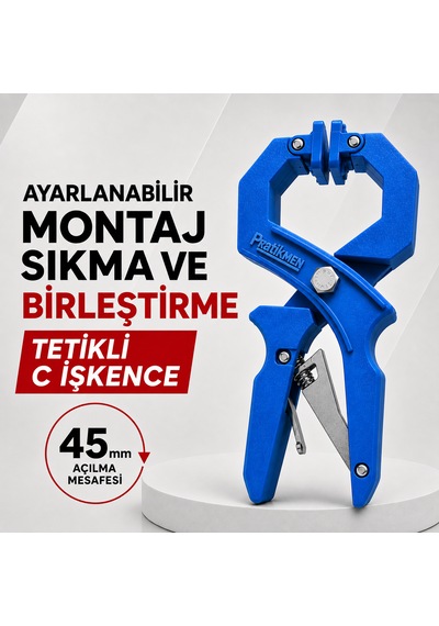 Ayarlanabilir Montaj Sıkma Ve Birleştirme Tetikli C İşkence Mavi