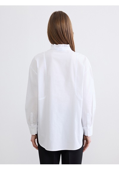 Lcw Studıo Beyaz Hakim Yaka Poplin Oversize Kadın Gömlek Tunik