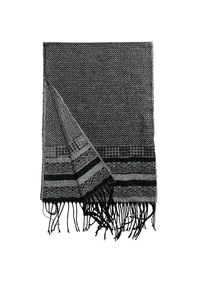PİERRONİ Siyah Gri Çizgi Desenli Atkı Kaşkol PK2229 Gri