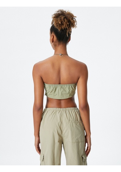 Koton Paraşüt Crop Üst Halter Yaka Stoperli Yeşil 3sal30036ıw 3SAL30036IW181