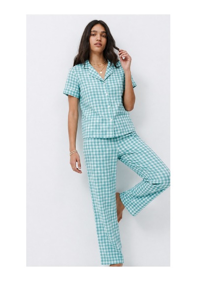 Fit Women Standart Boy Elastanlı Su Yeşili Pijama Takımı