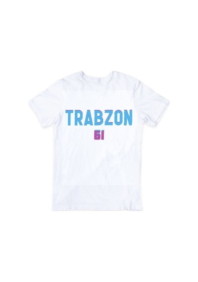 Alpşan Ticaret 61 Trabzon Temalı Karadeniz Baskılı T-shirt Beyaz