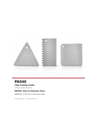 Fida Metal Pasta Dekor Tarağı, Pasta Sıvama Tarağı Kare - 3 Adet Gümüş