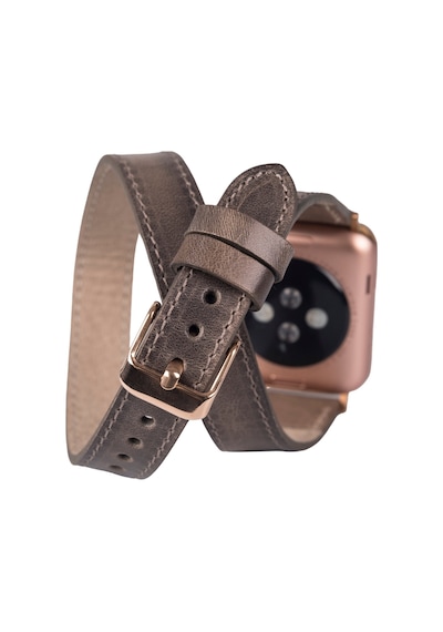 Apple Uyumlu Watch Deri Kordon 42-44-45mm Slim Dt V23ef Gri