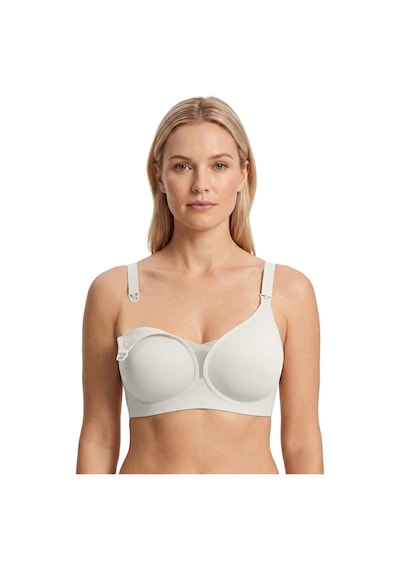 Cottonill Seamless Bra - Nuvia Krem Lazer Kesim Klipsli Önden Açılabilir Rib Dokulu Dikişsiz Emzirme Sütyeni