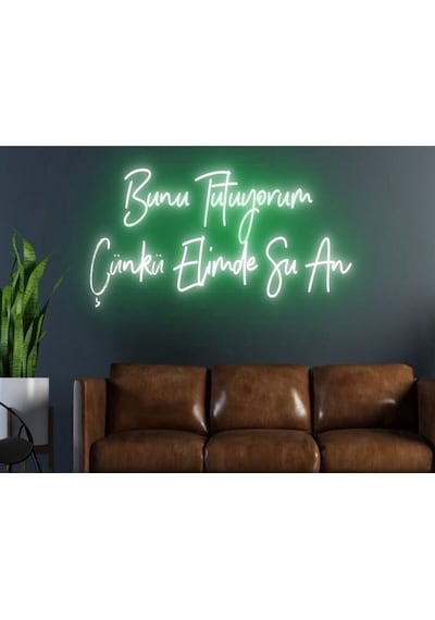 Bunu Tutuyorum Çünkü Elimde Şu An Yazılı Neon Tabela Yeşil