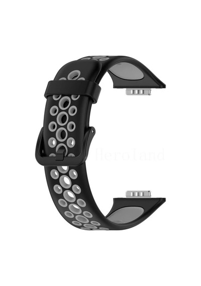 Gld-spt- Newface Huawei Watch Fit 2 Spor Delikli Kordon - Siyah-gri