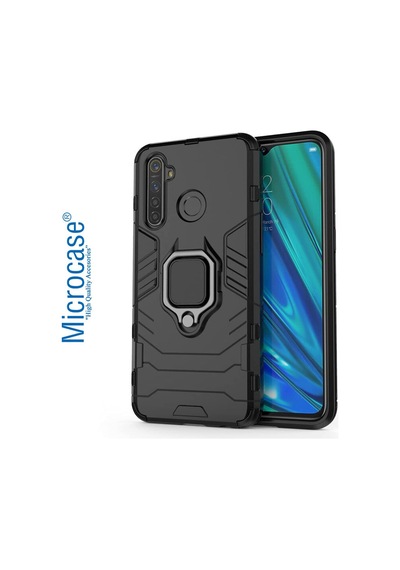 Realme 5 Pro Batman Serisi Yüzük Standlı Armor Kılıf - Siyah