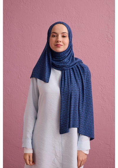 Imannoor Dokuma Noor İndigo Supreme Şal 70x175 İndigo