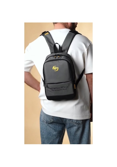 Newish Polo Unisex Laptop Tablet Bölmeli Minimal Sırt Çantası - Gri