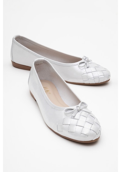 Luvishoes Luvi Shoes 03 Beyaz Simli Hakiki Deri Kadın Babet Ayakkabı Beyaz