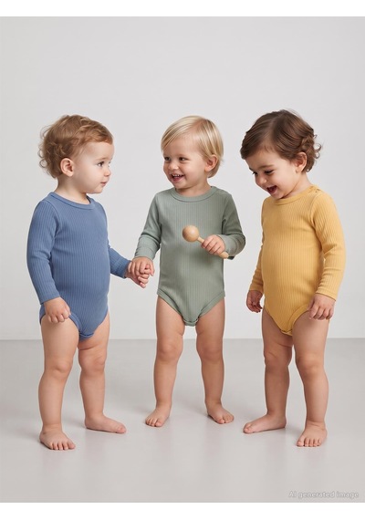 Minidamla Baby Minidamla Uzun Kol Basic 3'lü Set 1-18 Ay Çıtçıtlı Badi - Sarı