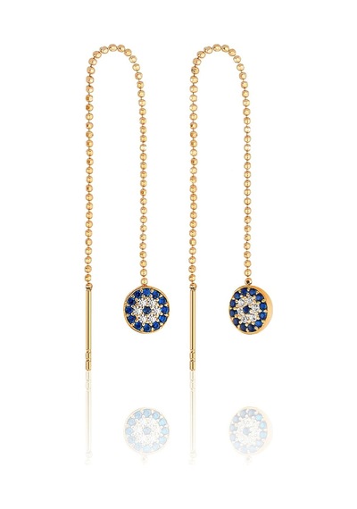 Azuris Silver Azuris 925k Gümüş Sıralı Top Zincir Nazar Taşlı Küpe Rose Gold