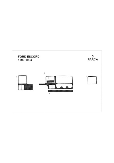 Ford Escord Torpido Kaplama 1990-1995 4 Parça Karbon