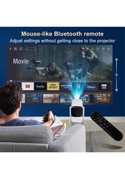 4k Kablosuz Projektör Ultra Hd 4 Saat Şarj Kapasitesi 300 Ansı Wifi 6 Bluetooth 5.2uzaktan Kumandalı Beyaz