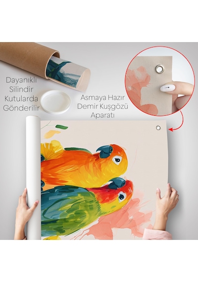 Daldaki Renkli Pağanlar Duvar Örtüsü-7566
