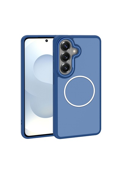Maks Technology Galaxy Uyumlu S26 Plus Kılıf M-safe Şarj Özellikli Metal Kamera Çerçeveli Mkst Sanremo Silikon Kapak - Laci Lacivert