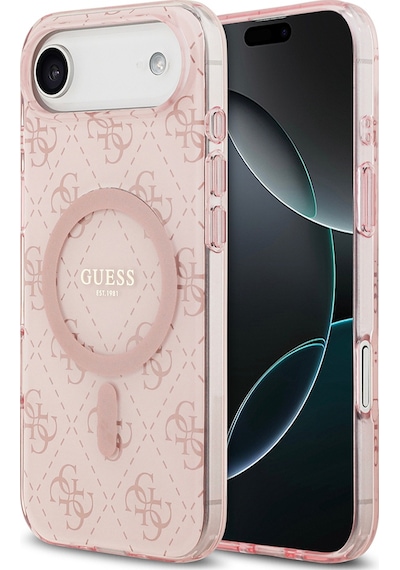 Apple Uyumlu iPhone 17 Air Kılıf Guess Lisanslı M-safeli Iml Baskılı Klasik Logolu 4g Desenli Kapak Pembe Pembe