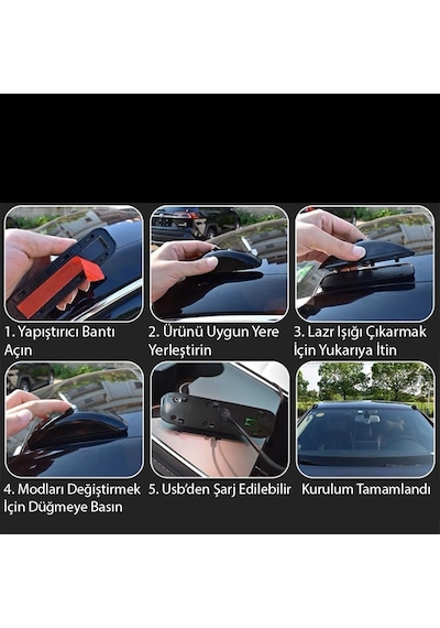 H901 Araç Oto Şarjlı Lazer Uzun Menzilli Uyarı Güvenlik Işığı 1 Adet