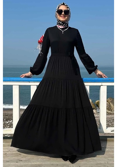 Rabia Şamlı Asil Siyah Elbise Normal