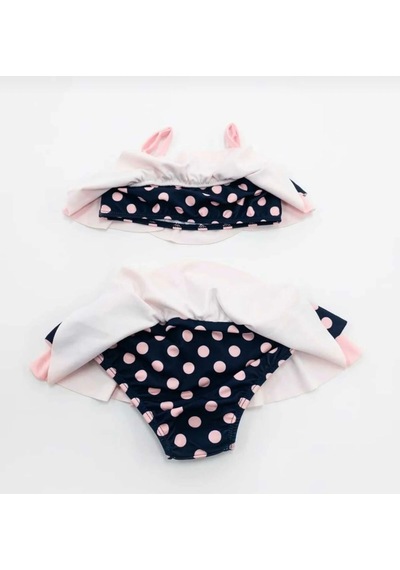 Nurbebe Puantiye Desenli Kız Çocuk Bikini Takımı Pembe