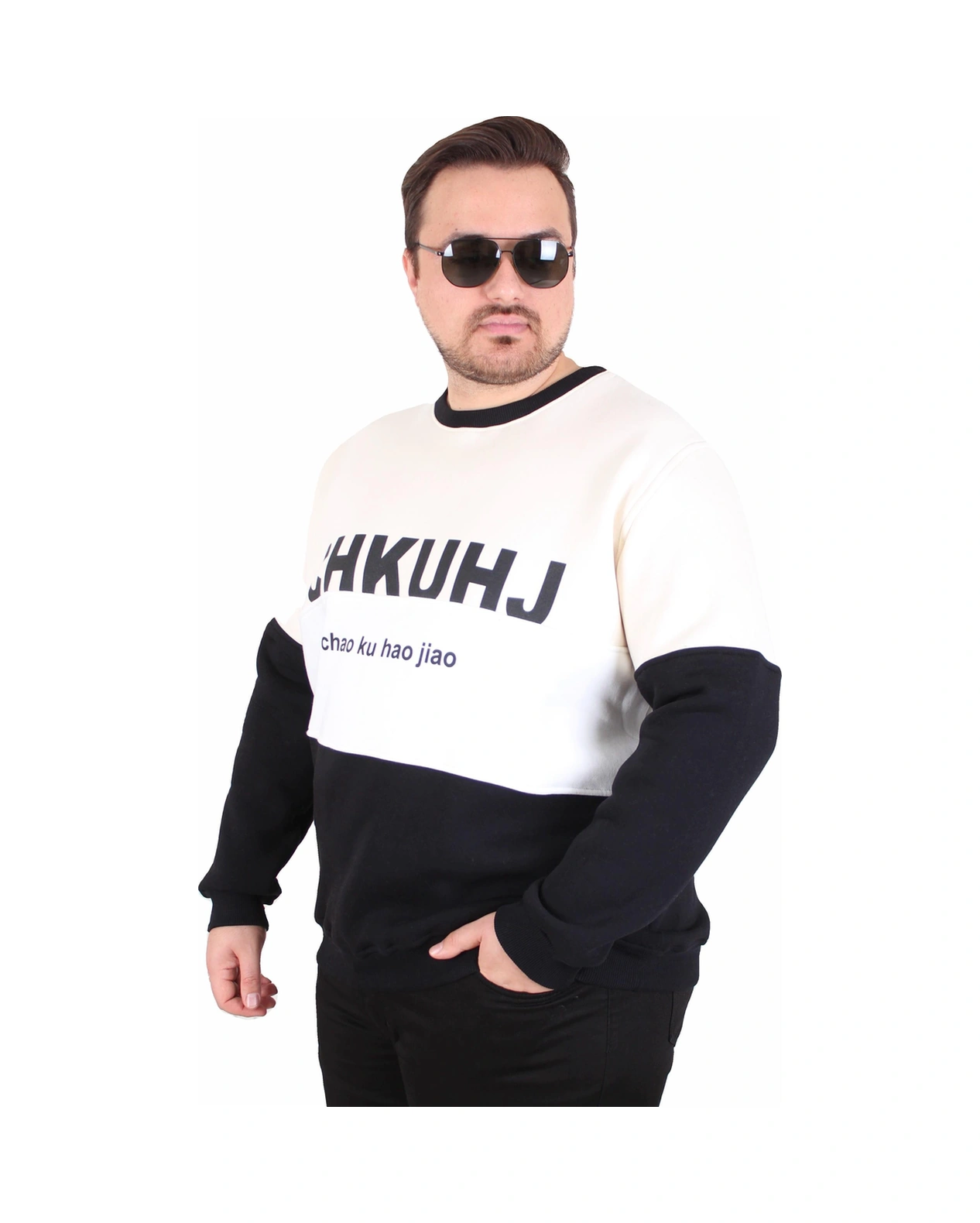 Moc Grande Mocgrande Büyük Beden Bisiklet Yaka 3ip Sweat Chao Ku 25721 Bej Bej