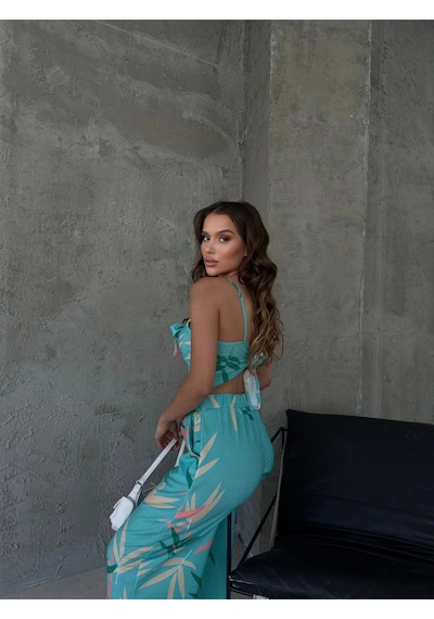 Hgfashion Yaprak Desen İkili Takım Yeşil