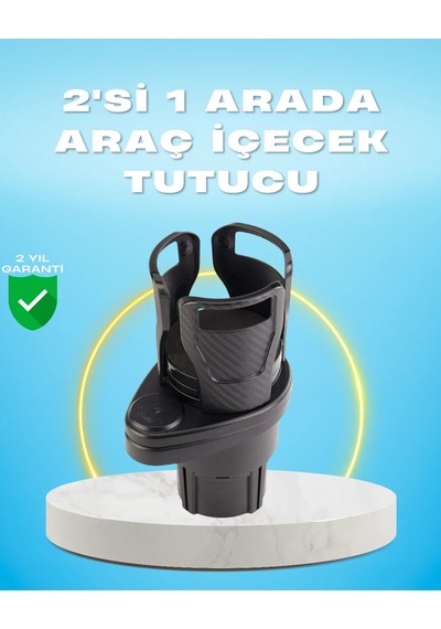Çiftli Araba Bardak Tutucu Karbon Fiber Görünümlü 360 Ayarlı Diğer