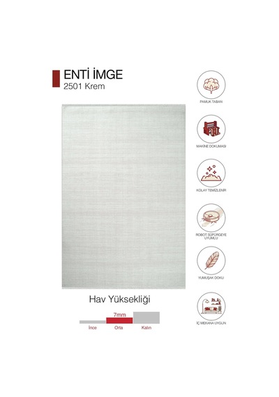 Hoom Rugs İmge 2501 Krem Sade Modern Akrilik Salon Halısı