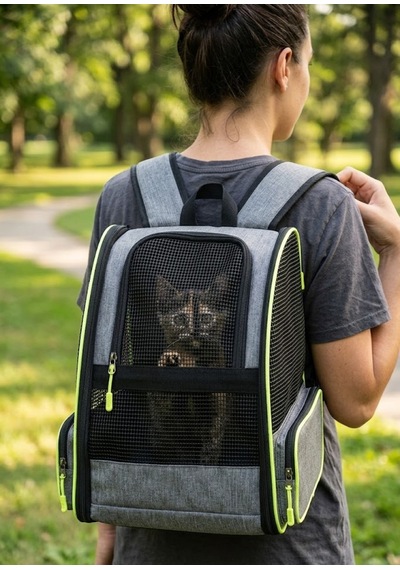 Missidea Brave Paws Piramit Model Fileli Kedi Ve Köpek Taşıma Çantası Gri