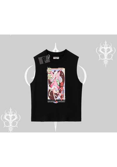 Tarzsokak Kolsuz Tshirt Madness Unleashed Anime Girl Baskılı Siyah