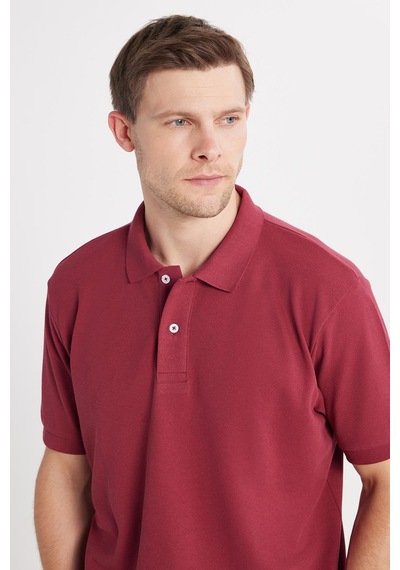 Tudors Erkek Regular Fit Klasik Kesim Pamuklu Yumuşak Dokulu Serin Tutan Kumaş Düz Kırmızı Polo Yaka Tişört-35004 Kırmızı1